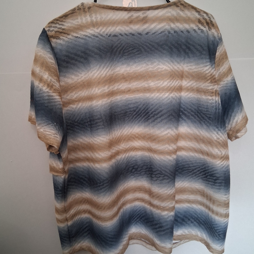 ALFRED DUNNER Tie Dyed Navy & Gold Tee Top Size 2X - Picture 2 of 6